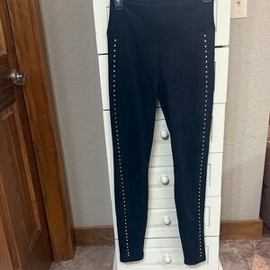 Black Faux Suede Studded Women's stretch leggings